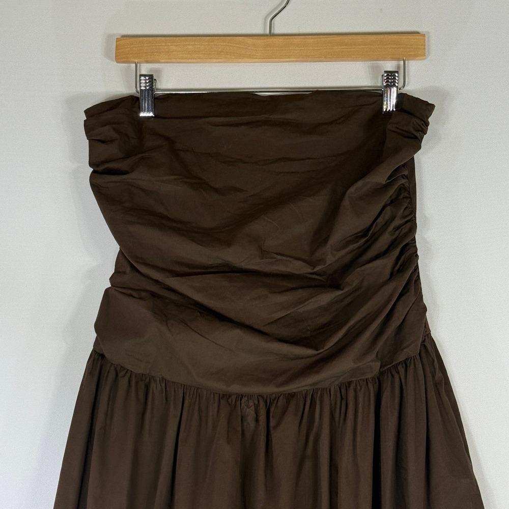 NEW Band Of The Free Womens Large Chocolate Brown Strapless Ruched Maxi Dress - Picture 2 of 9